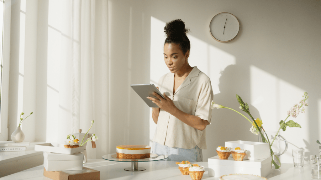 A person holding an ipad