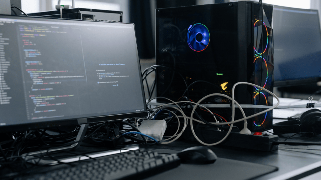 a desktop computer sitting on top of a desk