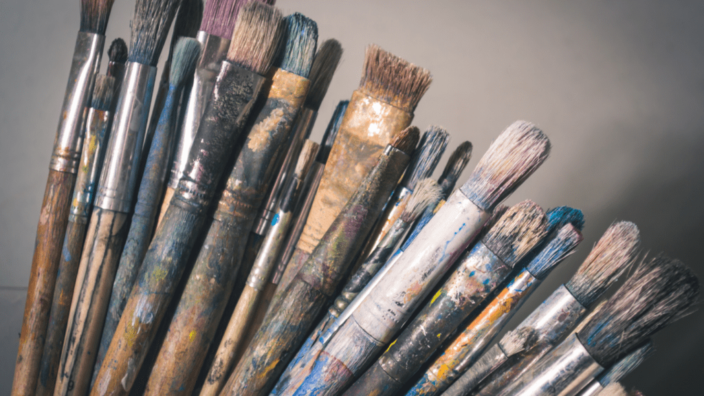 an assortment of paint brushes